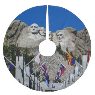 Mount Rushmore individualisierbares Foto Souvenir Polyester Weihnachtsbaumdecke