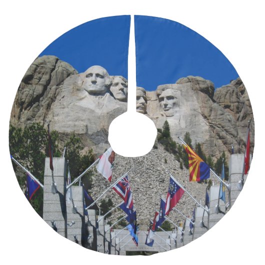Mount Rushmore individualisierbares Foto Souvenir Polyester Weihnachtsbaumdecke (Vorderseite)