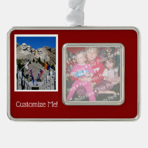 Mount Rushmore individualisierbares Foto Souvenir Rahmen-Ornament Silber