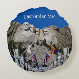 Mount Rushmore individualisierbares Foto Souvenir Rundes Kissen