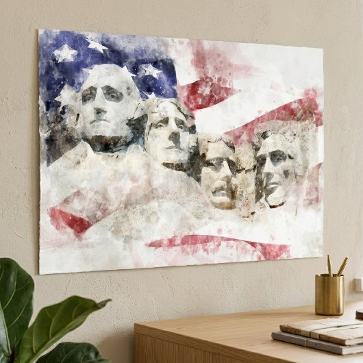 Mount Rushmore mit amerikanischer Flagge schwänzt Poster