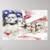 Mount Rushmore mit amerikanischer Flagge schwänzt Poster (Vorne)