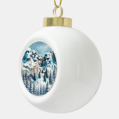 Mount Rushmore Nationalpark Snowy Christmas Keramik Kugel-Ornament (Rechts)