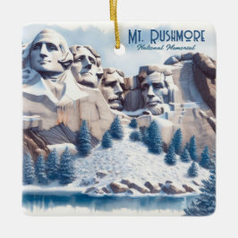 Mount Rushmore Schnee Weihnachten Keramikornament
