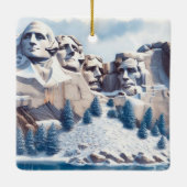Mount Rushmore Schnee Weihnachten Keramikornament (Rückseite)