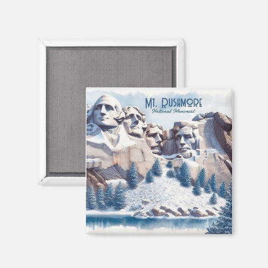 Mount Rushmore Schnee Weihnachten Magnet (Vorderseite/Rückseite)