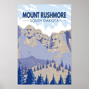 Mount Rushmore South Dakota Reise Kunst Vintage Poster