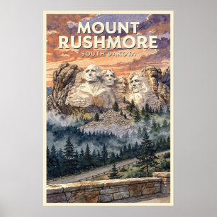 Mount Rushmore South Dakota Vintage Reise Poster