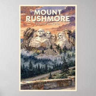 Mount Rushmore South Dakota Vintage Reise Poster