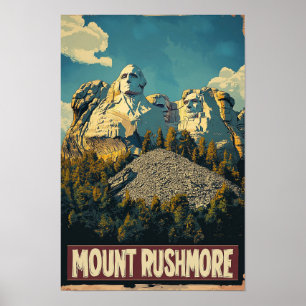 Mount Rushmore USA Kunst Vintage Illustration Reis Poster