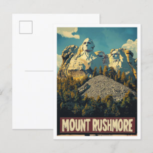 Mount Rushmore USA Kunst Vintage Illustration Reis Postkarte