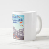 Mount Rushmore Vintag Style Reiseplakat. Jumbo-Tasse (Vorderseite Rechts)