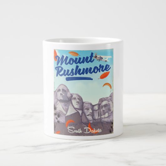 Mount Rushmore Vintag Style Reiseplakat. Jumbo-Tasse (Vorderseite)