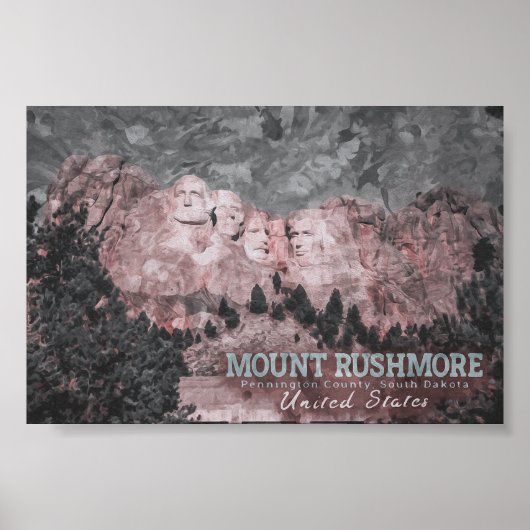 MOUNT RUSHMORE WATERCOLOR - SÜDDAKOTA US POSTER (Vorne)