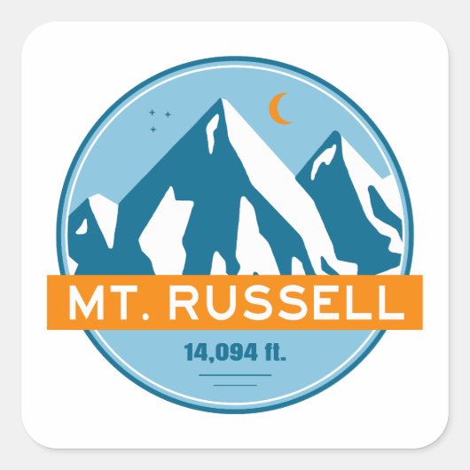 Mount Russell California Stars Moon Quadratischer Aufkleber (Vorderseite)