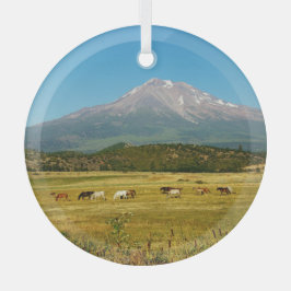Mount Shasta Horse Herd Ornament Aus Glas