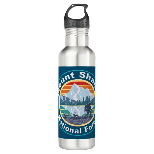 Mount Shasta National Forest Bigfoot Edelstahlflasche (Vorderseite)