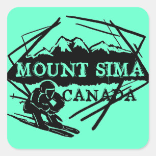 Mount Sima Canada aquamarine Skiaufkleber Quadratischer Aufkleber