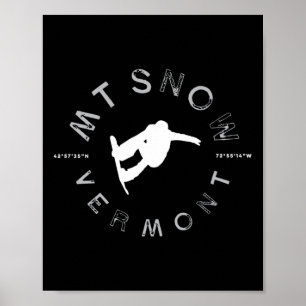 Mount Snow Vermont Grafik Vintage Snowboard T-Shir Poster