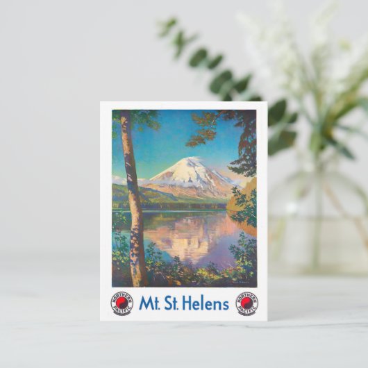 Mount St Helens Vintage Reise Postkarte (Stehend Vorderseite)