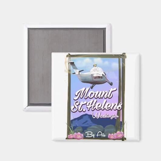 Mount St. Helens Washington Reiseplakat Magnet (Vorderseite/Rückseite)