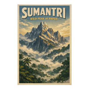 Mount Sumantri, Indonesien, in klassischem Retro-S Poster
