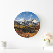 Mount Timpanogos in Autumn Utah Mountains Große Wanduhr (Zuhause)