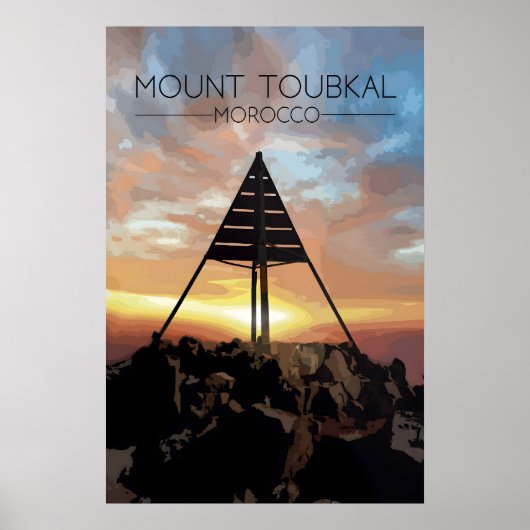 Mount Toubkal Marokko Reiseplakat Poster (Vorne)