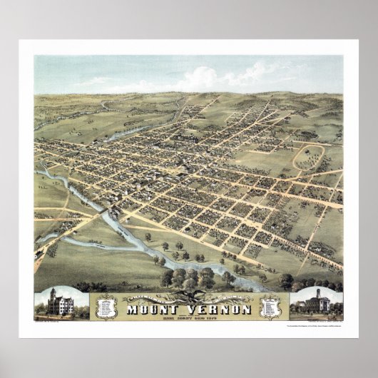 Mount Vernon, OH Panoramablick Karte - 1870 Poster (Vorne)
