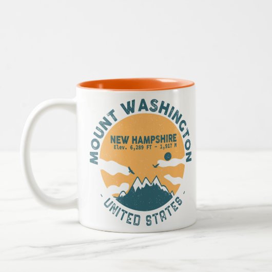 Mount Washington New Hampshire - Retro Vintag Zweifarbige Tasse (Links)