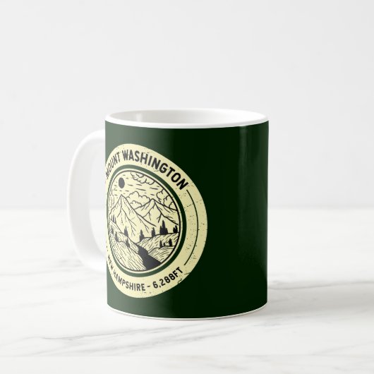 Mount Washington New Hampshire Wandern Ski Retro Kaffeetasse (Vorderseite Links)