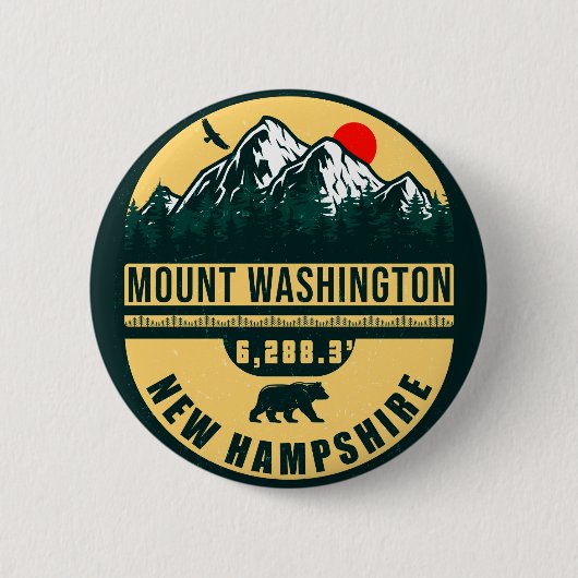 Mount Washington Nh Retro Sunset Souvenirs 60er Button (Vorderseite)