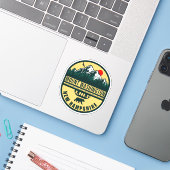 Mount Washington Nh Retro Sunset Souvenirs 80er Aufkleber (Laptop mit iPhone)