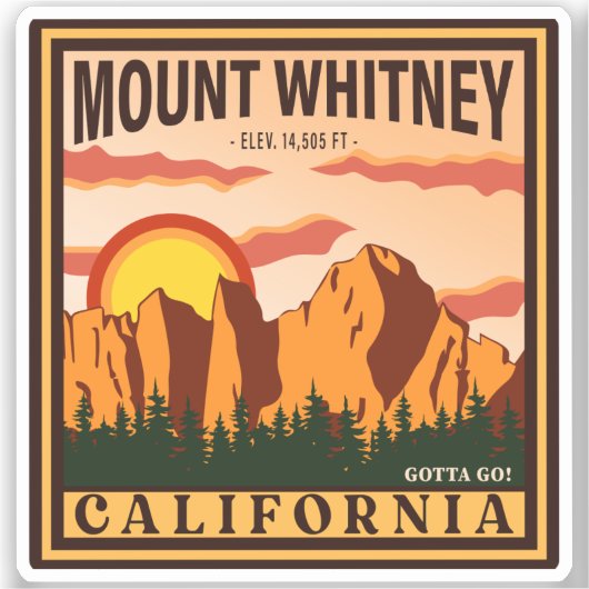 Mount Whitney California Sierra Nevada Vintag Aufkleber (Vorderseite)
