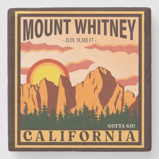 Mount Whitney California Sierra Nevada Vintag Steinuntersetzer (Vorderseite)