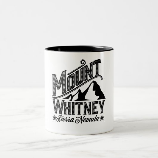 Mount Whitney Sierra Nevada Reiseposter Zweifarbige Tasse (Mittel)