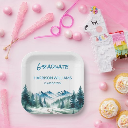 Mountain-Abenteuer-Abschlussfeier-Look Pappteller (Party)