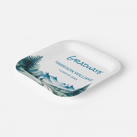 Mountain-Abenteuer-Abschlussfeier-Look Pappteller (Gewinkelt)