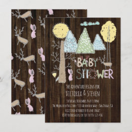 Mountain Adventure Baby Dusche Wasserfarbenwald Einladung