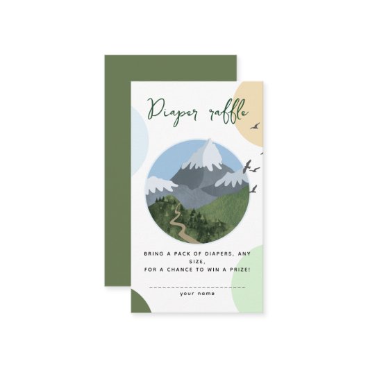 Mountain Adventure Baby Shower Diaper Raffle Begleitkarte (Vorderseite/Rückseite Beispiel)