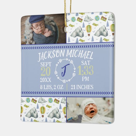 Mountain Adventure Birth Stats Christmas Ornament (Links)