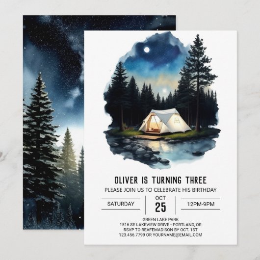 Mountain Adventure - Einladung zum Geburtstag (Vorne/Hinten)