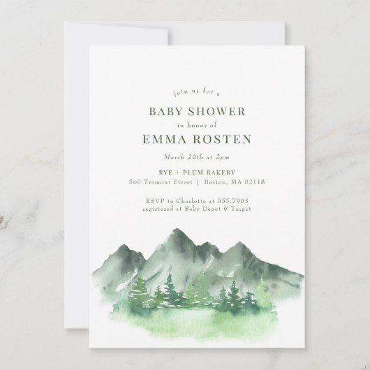 Mountain Adventure erwartet Wassercolor Baby Showe (Vorderseite)