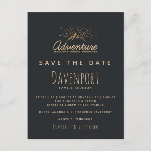 Mountain Adventure Family Wiedersehen Save the Dat Postkarte (Vorderseite)