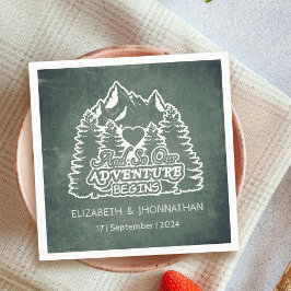 Mountain Adventure fängt Grüne Chalkboard Hochzeit Serviette