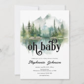 Mountain Adventure Forest Greenery Baby Shower Einladung (Vorderseite)