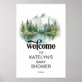 Mountain Adventure Forest Greenery Baby Shower Poster (Vorne)
