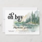 Mountain Adventure Forest Greenery Boy Baby Shower Einladung (Vorderseite)