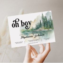 Mountain Adventure Forest Greenery Boy Baby Shower Einladung
