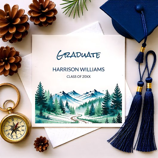 Mountain Adventure Grad Party Decor Serviette